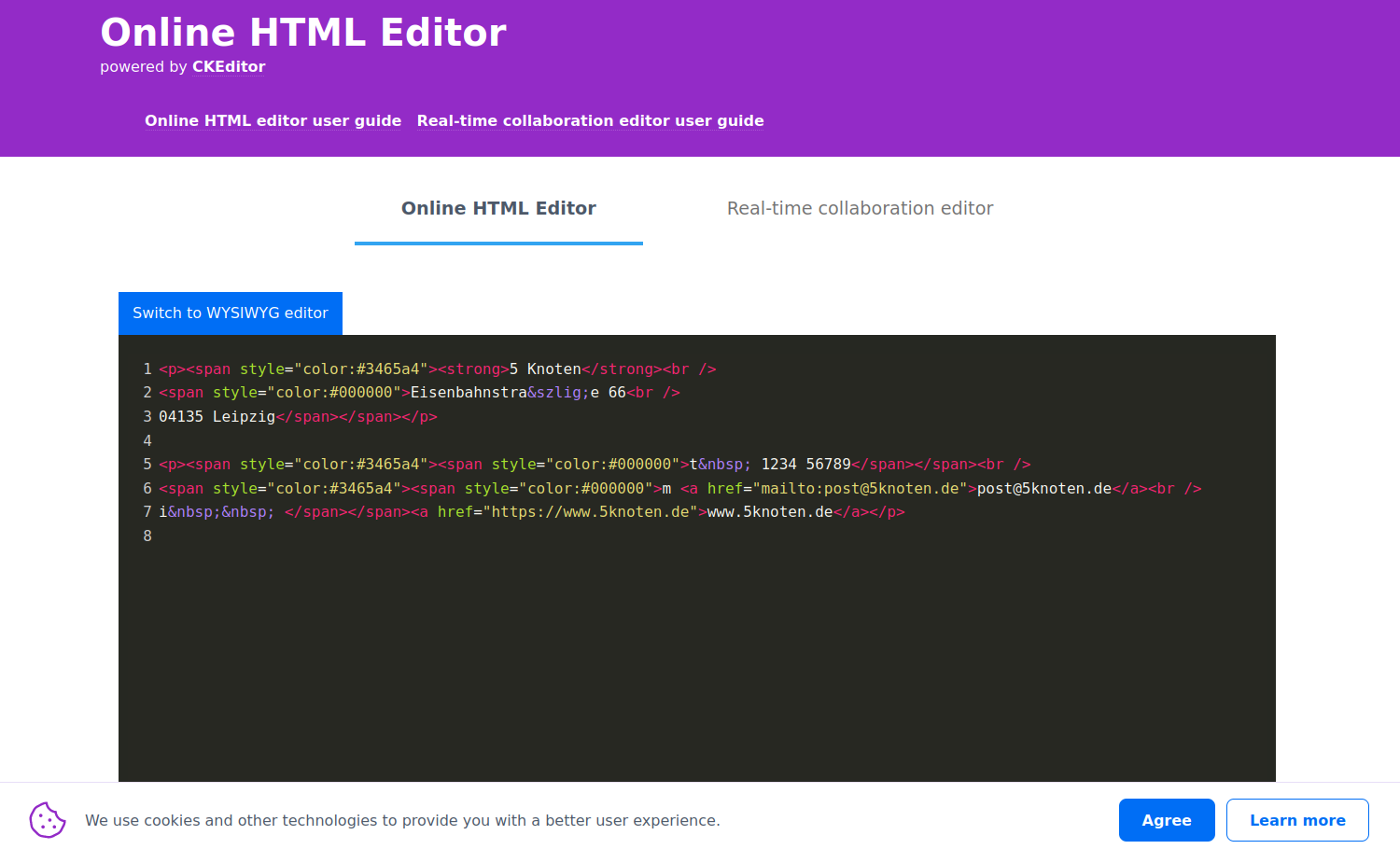 Screenshot: Signatur als Code